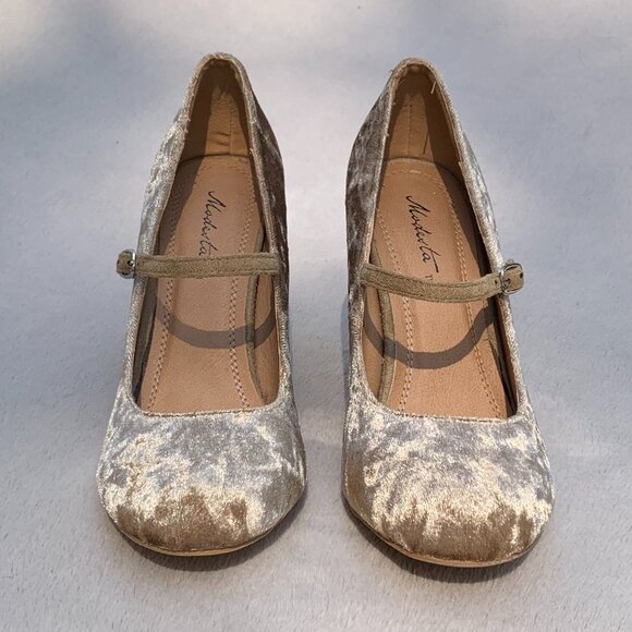 Modesta Carmeo-01 Crushed Velvet Mary Jane Style Block Heels - Picture 8 of 16